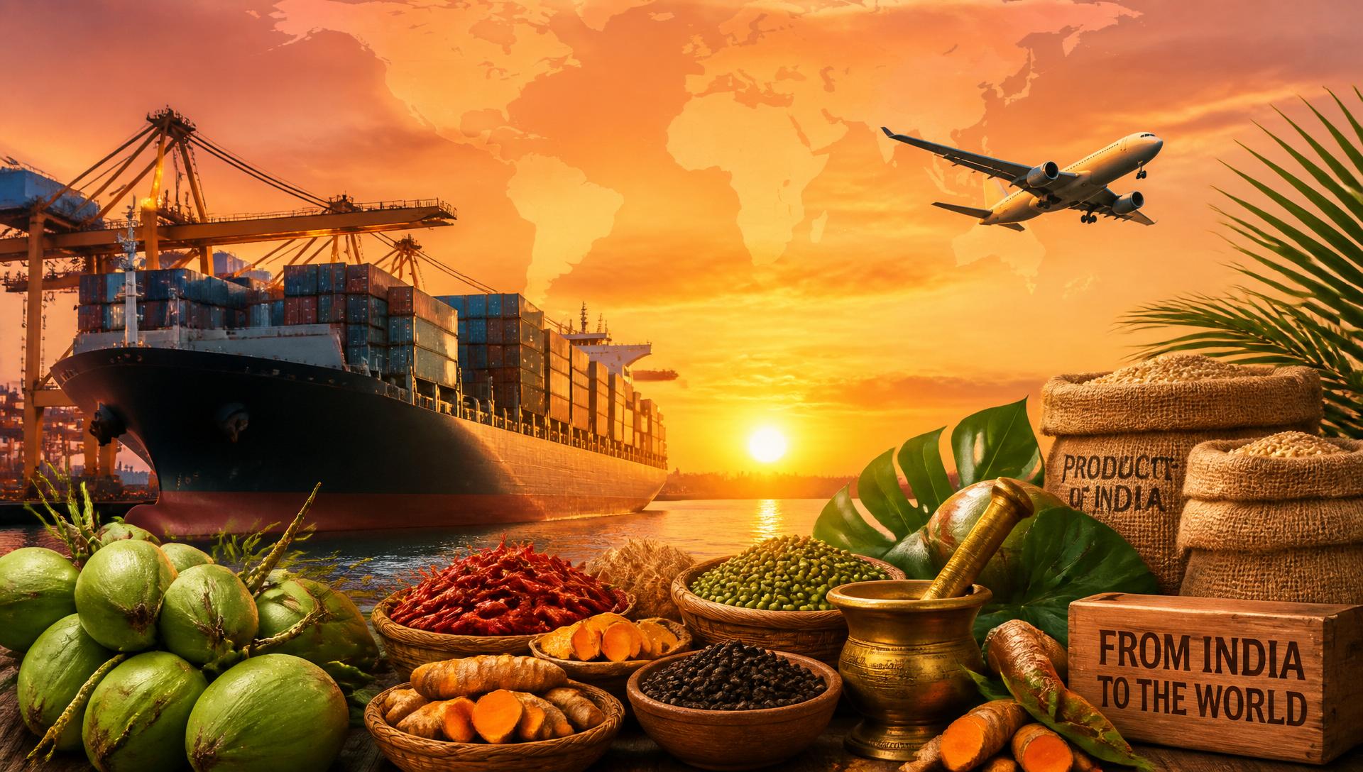 Cargo ship, cargo plane and premium Indian agricultural produce